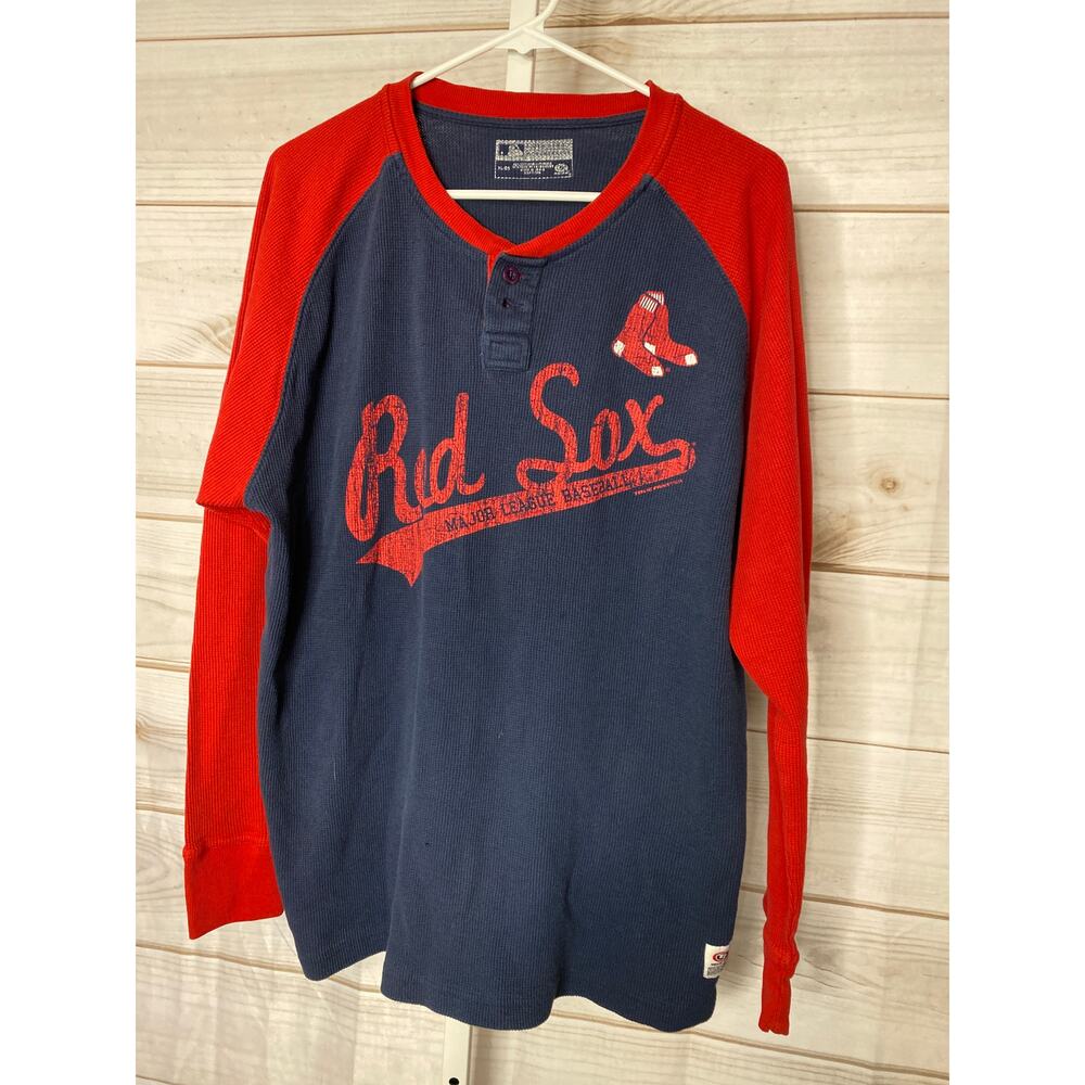 MLB Official Men's Size XL Boston Red Sox Long Sleeve T-Shirt Red Blue